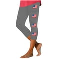 thumbnail image 1 of Patriotic Yoga Leggings - Stars Print High Rise Workout Capris, 1 of 4