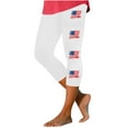thumbnail image 1 of Patriotic Yoga Leggings - Stars Print High Rise Workout Capris, 1 of 4