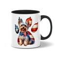 thumbnail image 1 of Patriotic Yorkshire Terrier 4th of July Independence Paws 11oz Accent Two-tone Mug Yorkie Dog Lover Gifts Coffee Tea Cup - 02010, 1 of 5