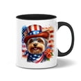thumbnail image 1 of Patriotic Yorkshire Terrier Celebrates 4th of July 11oz Accent Two-tone Mug Yorkie Dog Lover Gifts Coffee Tea Cup - 02009, 1 of 5