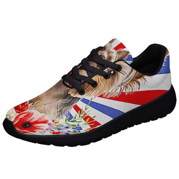 Patriotic Yorkshire Terrier Flowers 4th Of July Shoes Sneakers Black Size 13