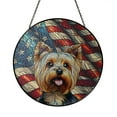 thumbnail image 1 of Patriotic Yorkshire Terrier Stained Glass Portrait American Flag Stained Glass Suncatcher Yorkie Dog Lover Gifts Window Hanging Sign Decor - 01010, 1 of 5