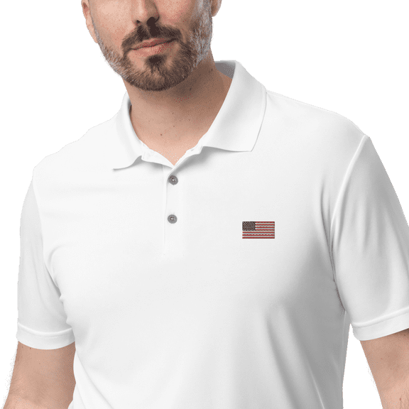 Patriotic adidas performance polo shirt with flag (2XL)