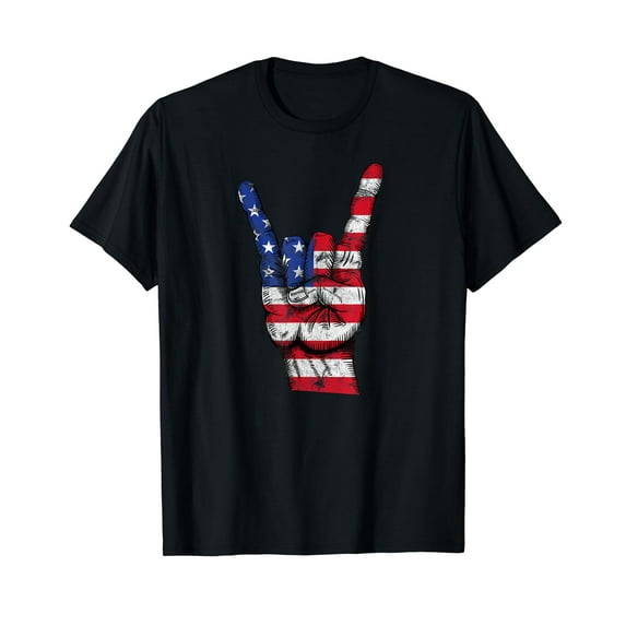 Patriotic america rocks flag 4th of July Black T-Shirt