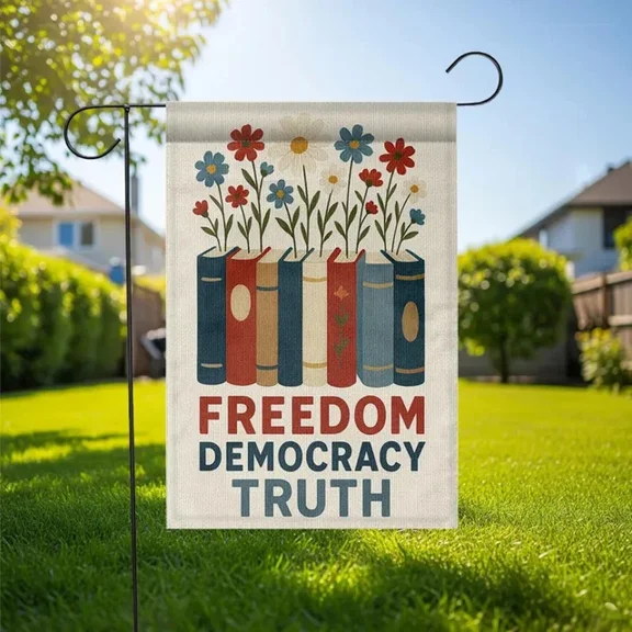 Patriotic flag: Freedom, Democracy, Truth Flag 12x18 POLE NOT INCLUDED Garden Flag
