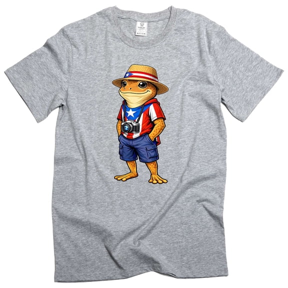 Patriotic native Coqui Frog Puerto Rico Flag Puerto Rican Taino Boricua T-Shirt (Small Grey)