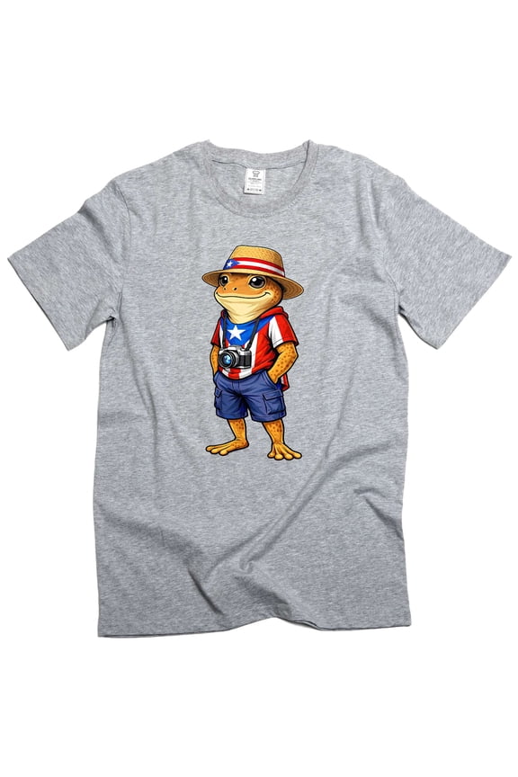Patriotic native Coqui Frog Puerto Rico Flag Puerto Rican Taino Boricua T-Shirt (Small Grey)