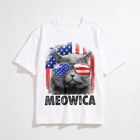 PatrioticCat 4th of July Shirts Merica Men USA American Flag T-Shirt
