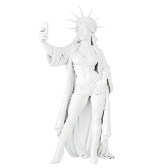 Patriotics Statue Of Liberties Selfie Miniature Sculpture with Holding Smartphone Design Collectors Gift For Art Lover