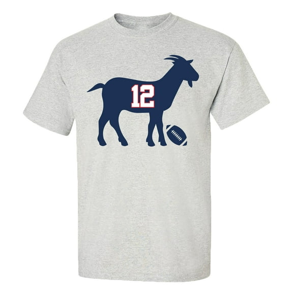 Patriots #12 G.O.A.T. Adult Unisex Short Sleeve T-Shirt-Sports Gray-5XL