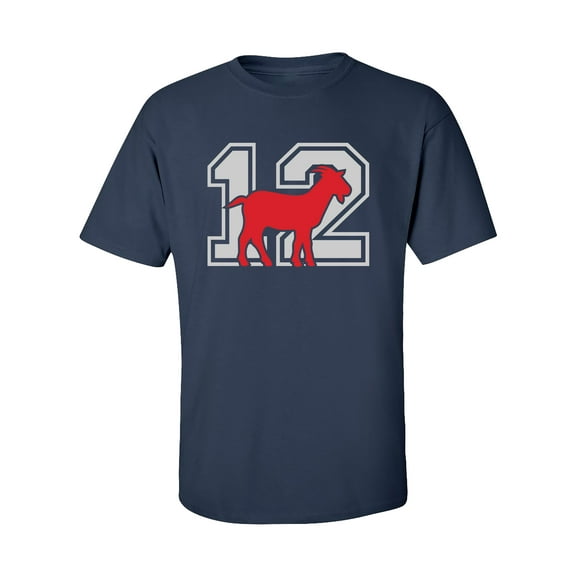 Patriots #12 Goat Youth Short Sleeve T-Shirt-Navy-YM