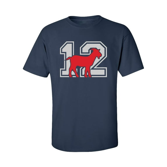 Patriots #12 Goat Youth Short Sleeve T-Shirt-Navy-YM