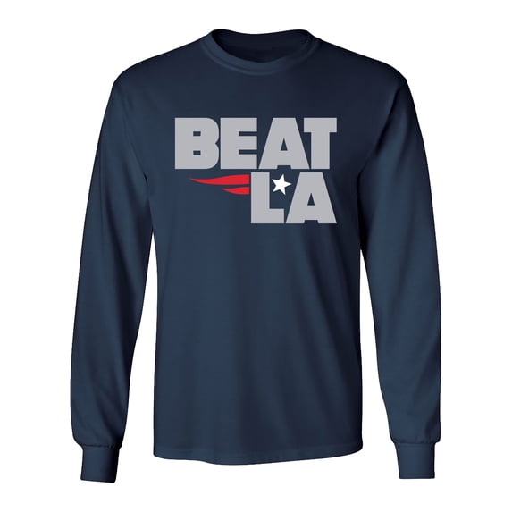 Patriots Beat LA Adult Unisex Long Sleeve T-Shirt-Navy-XXXL
