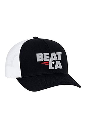 Patriots Beat LA Trucker Mesh Snapback Hat-Navy-White Mesh