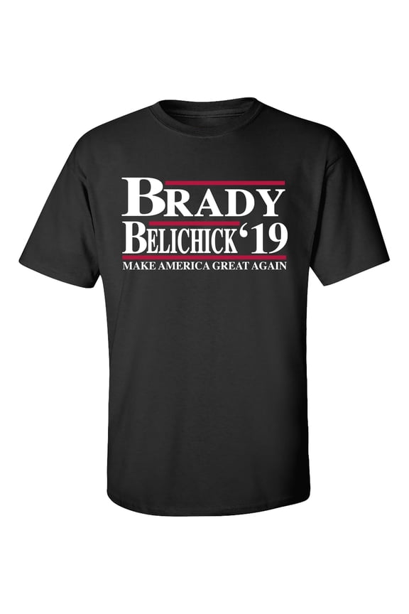 Patriots Brady Belicheck '19 Make America Great Again Adult Short Sleeve T-Shirt-Black-XL