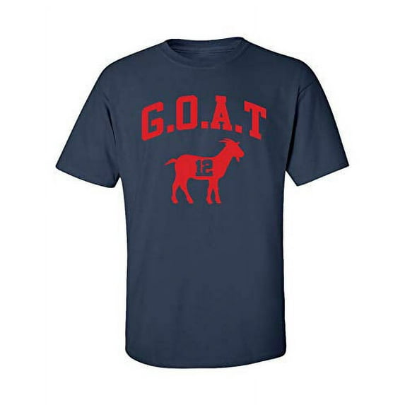 Patriots Greatest of All Time #12 Adult Unisex Short Sleeve T-Shirt-Navy-XL