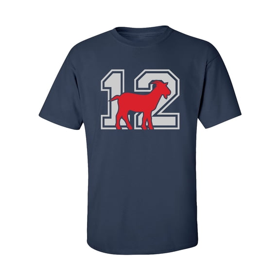 Patriots New England #12 GOAT Adult Unisex Short Sleeve T-Shirt-Navy-XXL