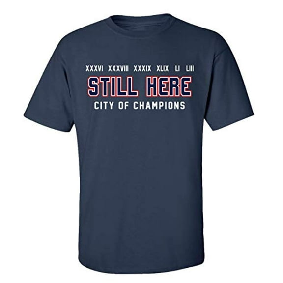 Patriots Still Here City of Champions Adult Short Sleeve T-Shirt-Navy-Large
