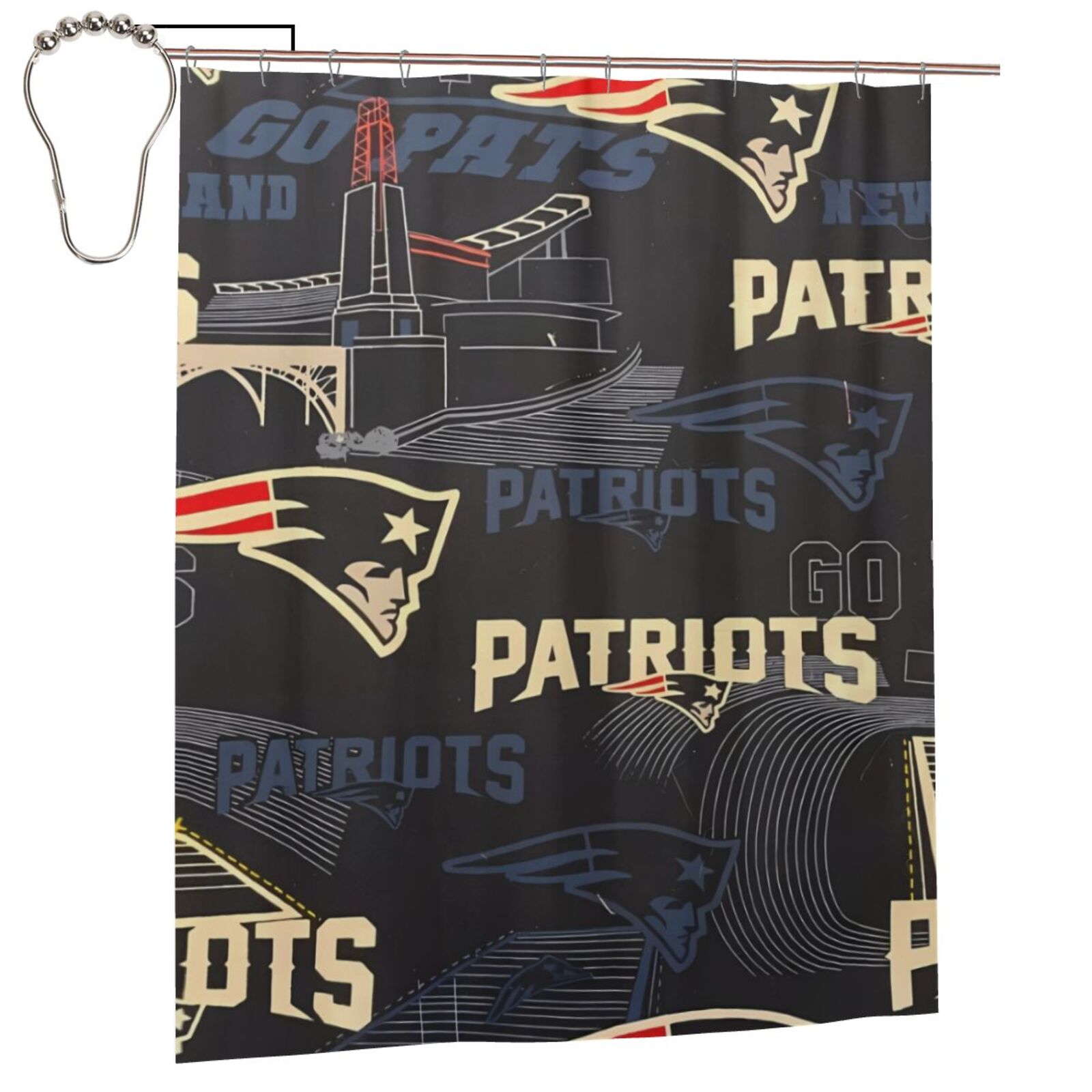 Patriots Team Shower Curtain Waterproof bathroom curtain Machine ...