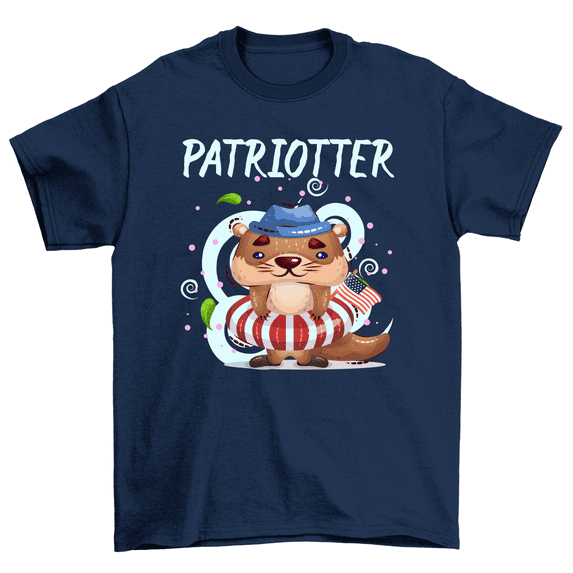 Patriotter Patriotic Otter US American Flag 4th Of July T-Shirt Men Women