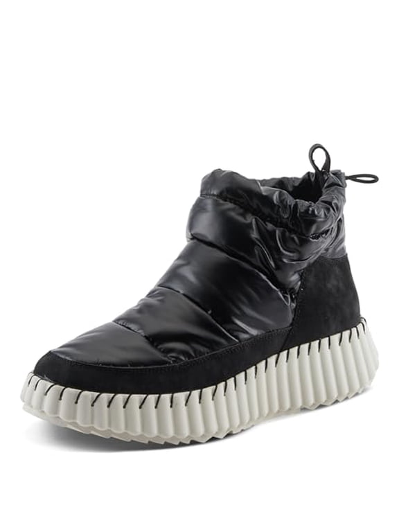 BESTINSNOW Women’s Waterproof Winter Sneaker Boot – Down-Filled Metallic Ankle Boot with Faux Fur Insole & Chunky Sole
