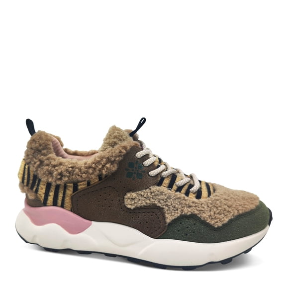 PATRIZIA COLORMEFUN Women’s Fashion Sneaker – Faux Nubuck & Sherpa Mixed Material Lace-Up with Chunky Sculpted Sole