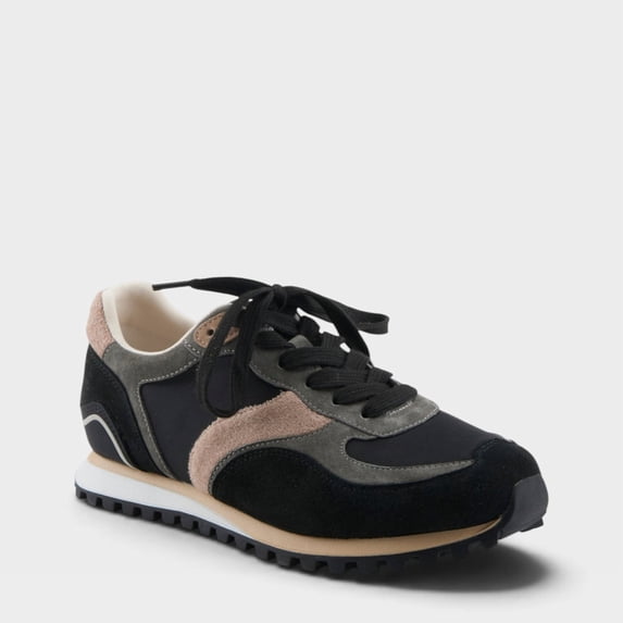 PATRIZIA FIODH Women’s Retro Fashion Sneaker – Mixed Material Lace-Up with Cushioned Insole
