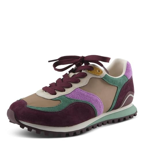 PATRIZIA FIODH Women’s Retro Fashion Sneaker – Mixed Material Lace-Up with Cushioned Insole