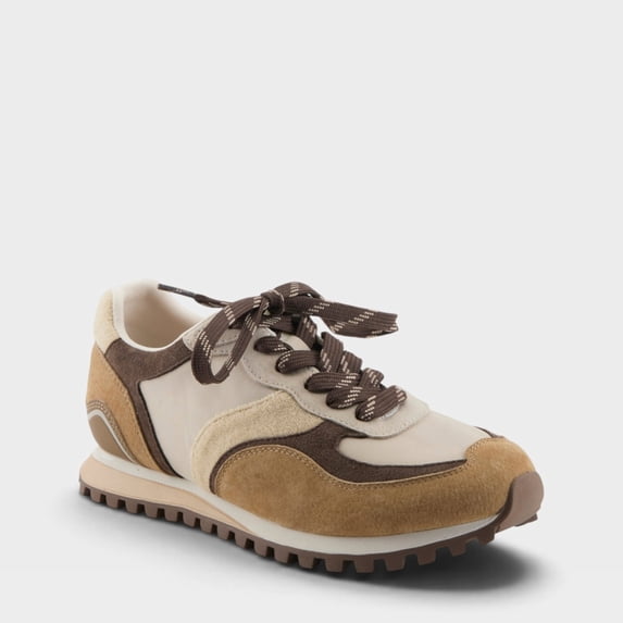 PATRIZIA FIODH Women’s Retro Fashion Sneaker – Mixed Material Lace-Up with Cushioned Insole