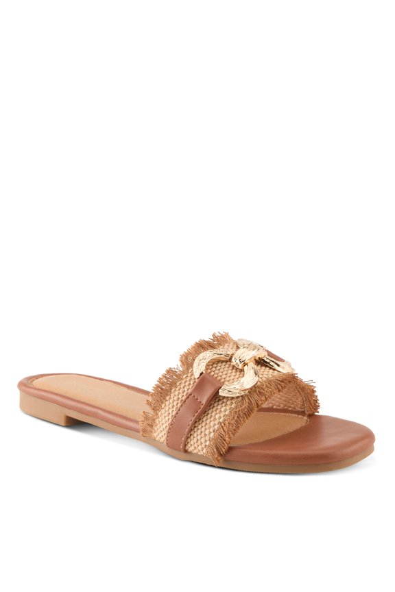 Women's LAMIYAH Slide Sandals - Woven Upper with Gold Bit Accent, Flexible Outsole, All-Day Comfort