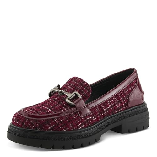 PATRIZIA NACARRI Women’s Boucle Loafer – Gold Horsebit Slip-On with Chunky Lug Sole