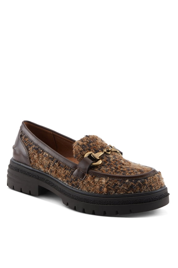 Nacarri Women’s Bouclé Slip-On Loafers with Horsebit Detail and Lug Sole