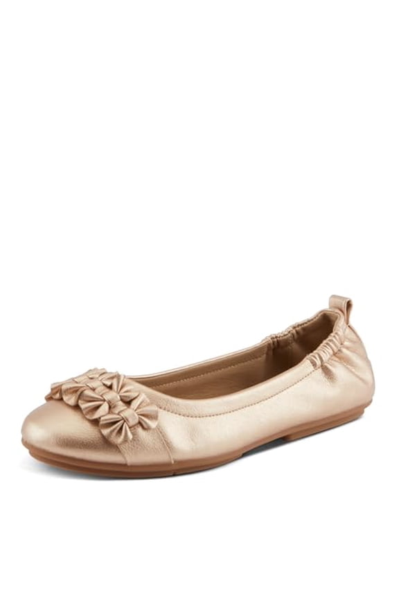 Women's BALLAY Slip-On Ballet Flats with Delicate Bows, Scrunch Back, and Comfortable Fit