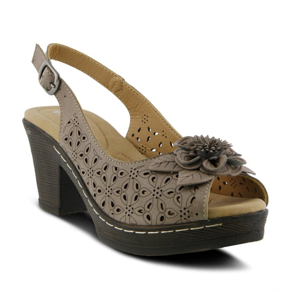 PATRIZIA Women’s Doriday Slingback Sandals Peep Toe - Adjustable Buckle Strap Dimensional Flower Design - Comfort Heel Platform Synthetic Upper PU Outsole