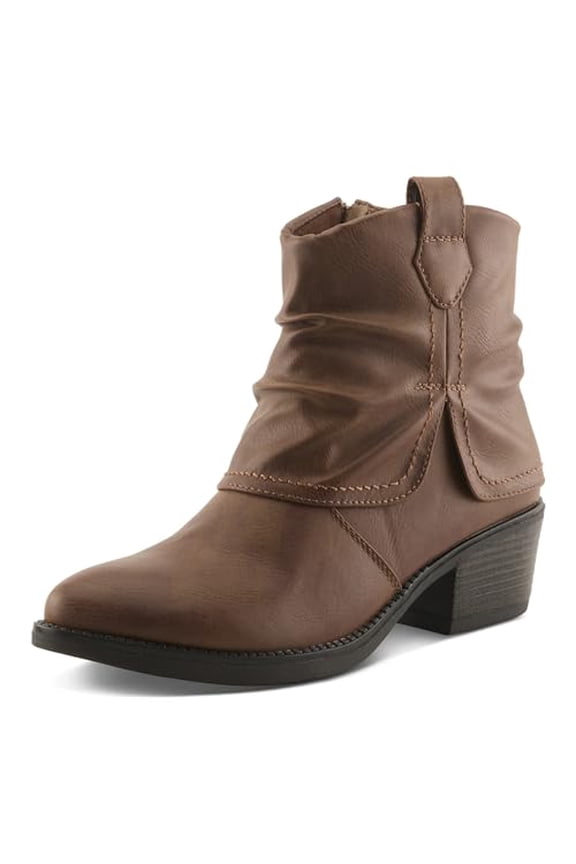 Women's IDOLIZE Western-Inspired Booties with Hooded Shaft, Decorative Stitching, and Zipper Closure