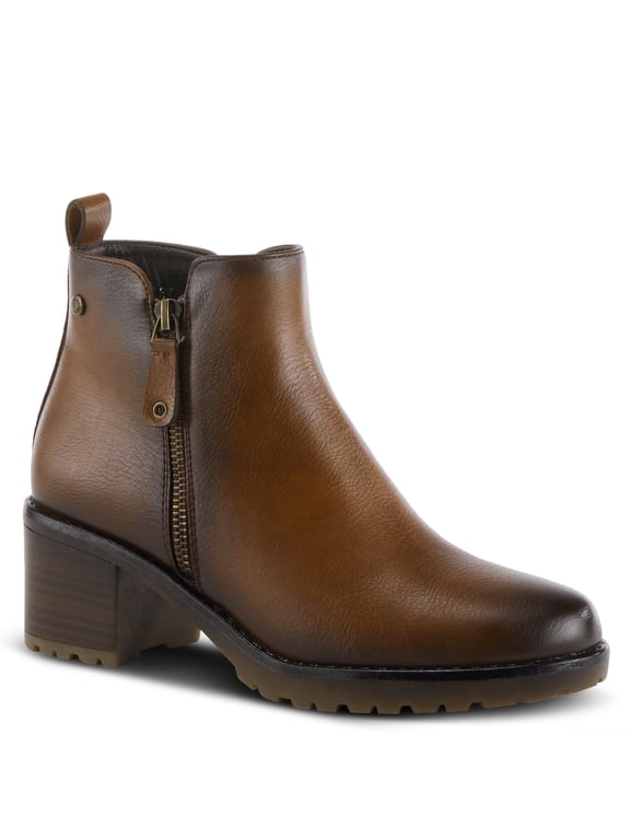 Irie Almond Toe Burnished Ankle High Boots for Women | Women's Shoes with Functional Outside Zipper Closure and Toggle