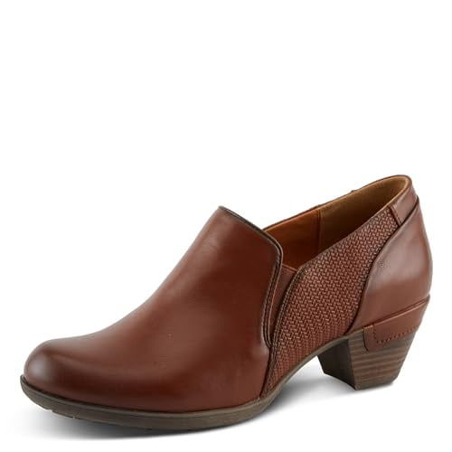PATRIZIA Women's JULANEAH Embossed Slip-On Shooties with Demi-Covered Stacked Heel and Dual Elastic