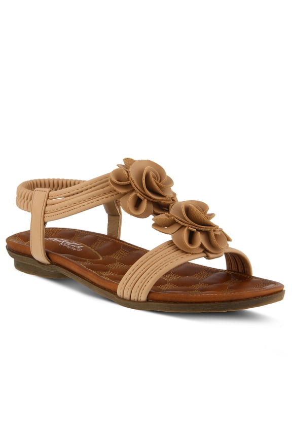 Spring Step Nectarine Sandals for Womens - Ladies Sandals with Chic Flower Grabbing t-Straps - Casuals Womens Sandals with Stretch Back Strap