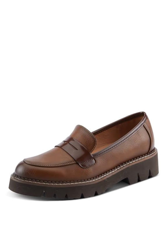 Women's Neve Penny Loafers with Burnished Finish, Tonal Penny Keeper Strap, and Comfortable Fit