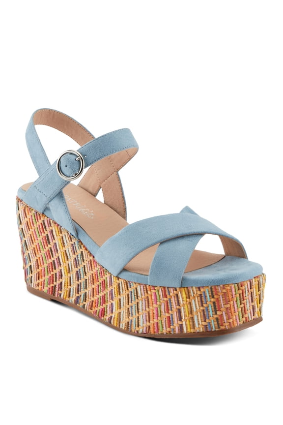 Women's RAINBOWFUN Multicolor Quarter Strap Wedge Sandals Blue EU 40 / US 9