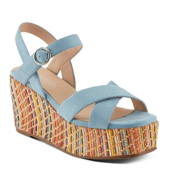 Patrizia Women's RAINBOWFUN Multicolor Quarter Strap Wedge Sandals Blue EU 41 / US 9.5 - 10