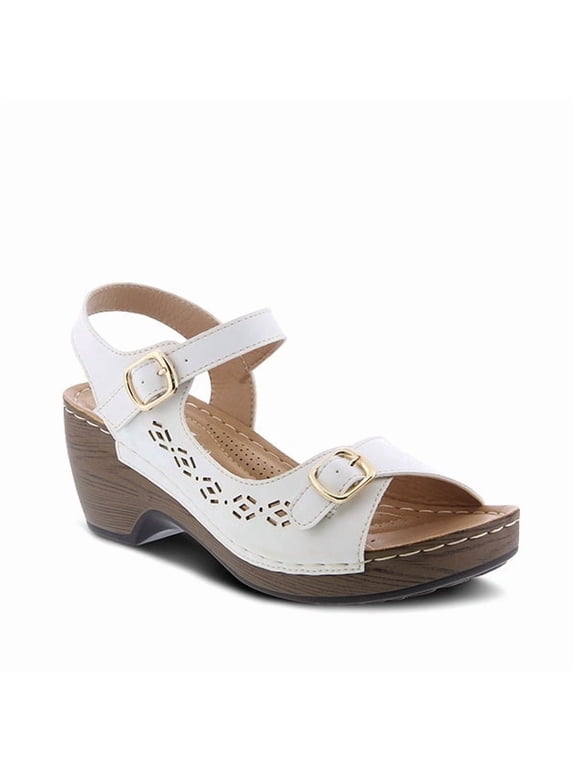 SHANTAY Wedge Sandals with ankle strap buckle closures - Womens Casuals Sandals for Outdoor