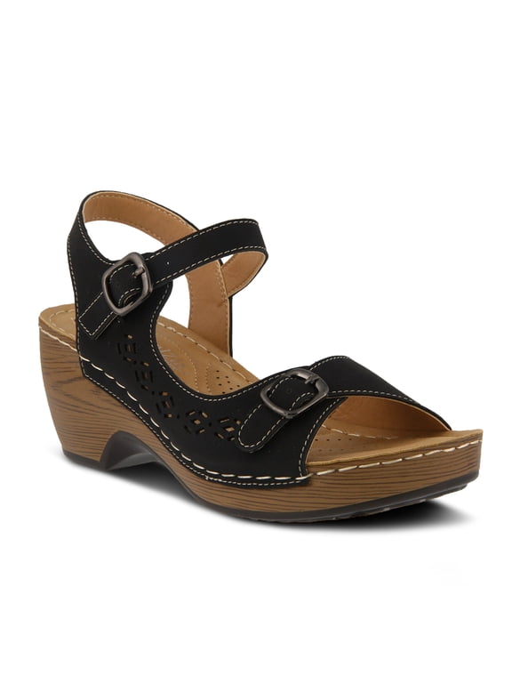 SHANTAY Wedge Sandals with ankle strap buckle closures - Womens Casuals Sandals for Outdoor
