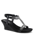 thumbnail image 1 of PATRIZIA Women’s Shining Slip-On Wedge Sandals – Crystal Embellished Cut-Out Design ladies slides with Comfy Silky Wrap and Flexible Rubber Sole, 1 of 7