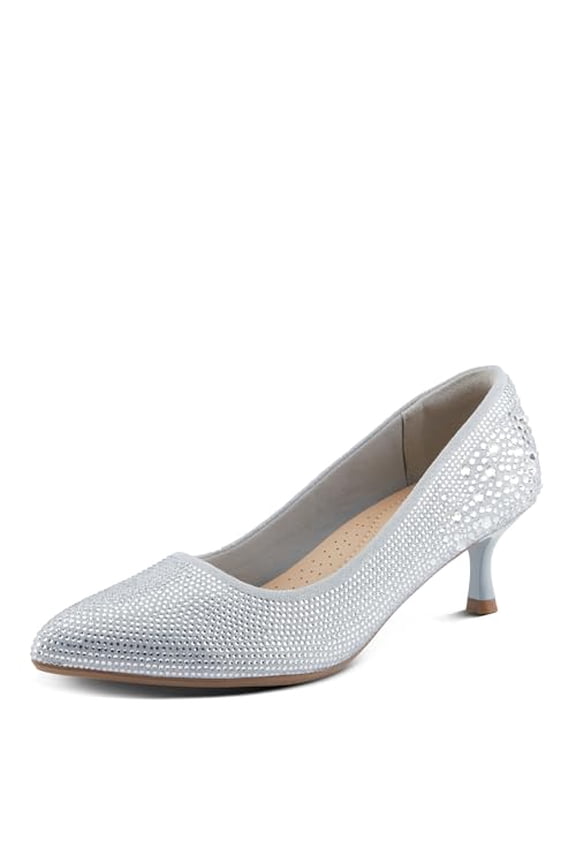 Women's Tyanna Kitten Heel Pumps with Delicate Crystals, Pointed Toe, and Comfortable Fit