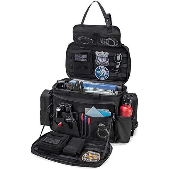 Patrol Bag Police Gear Car Front Seat Organizer for Law Enforcement Military Duty Bag with 15.6 Laptop Sleeve, Cups Holder, MOLLE Strips, Fits Vehicle Passenger Seat$$Vehicle Parts & Accessories