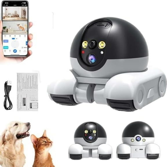 Patrol Buddy Robot Camera, Patrol Buddy Pet Camera, Robot Cameras on Wheels, 2025 New Indoor Movable Security Monitor with App Remote Control, with 2-Way Talk, Night Vision, for Cats Dogs (Standard)
