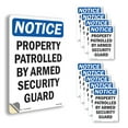 thumbnail image 1 of Patrolled By Armed Security Guard OSHA Notice Vinyl Decal Label 14 Inch x 10 Inch - 10 Pack, 1 of 6
