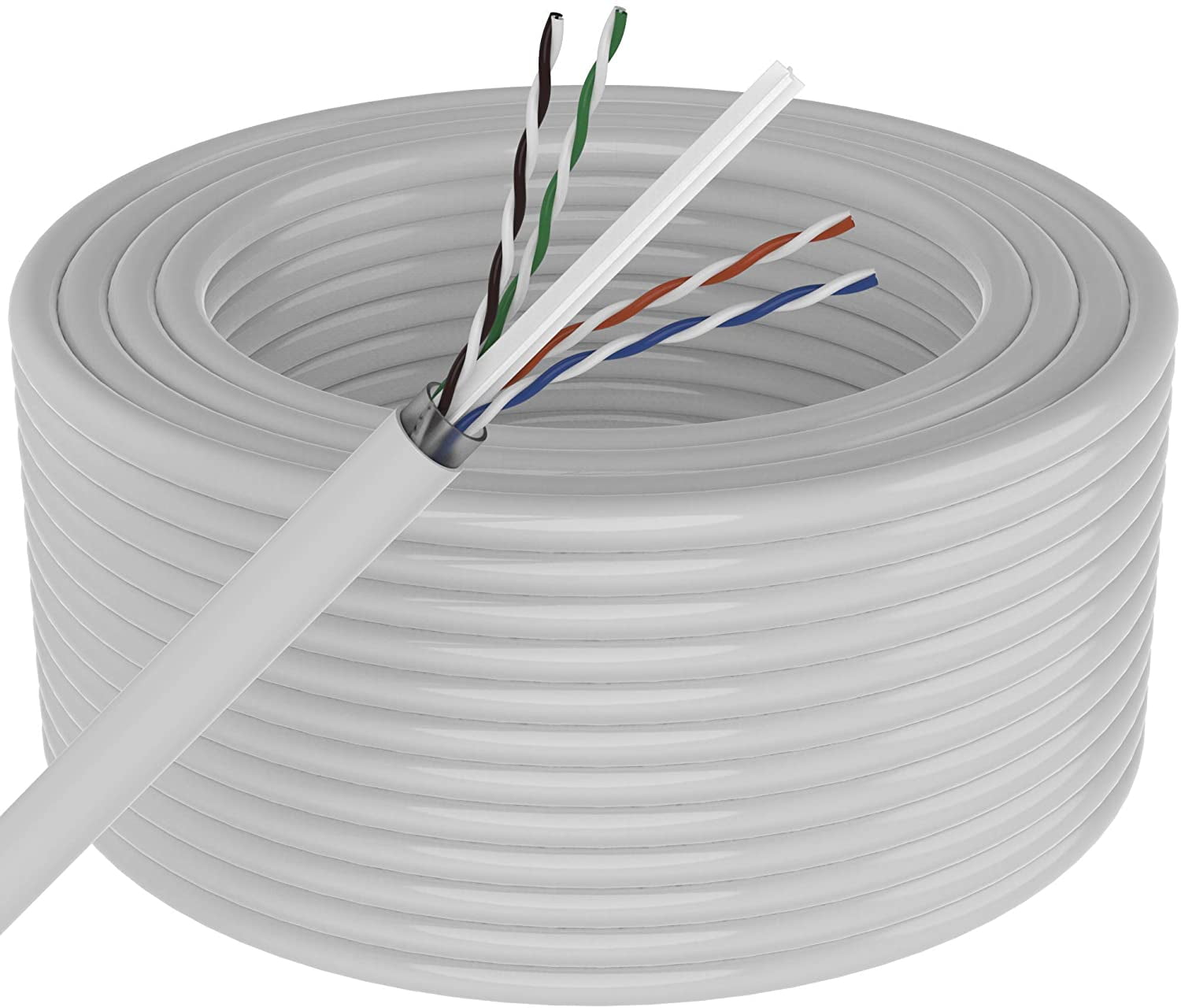 Patron 250' Cat6 Ethernet White Bulk Network Cable 23AWG 600Mhz UL Bare Solid Copper Wire UTP 250' White