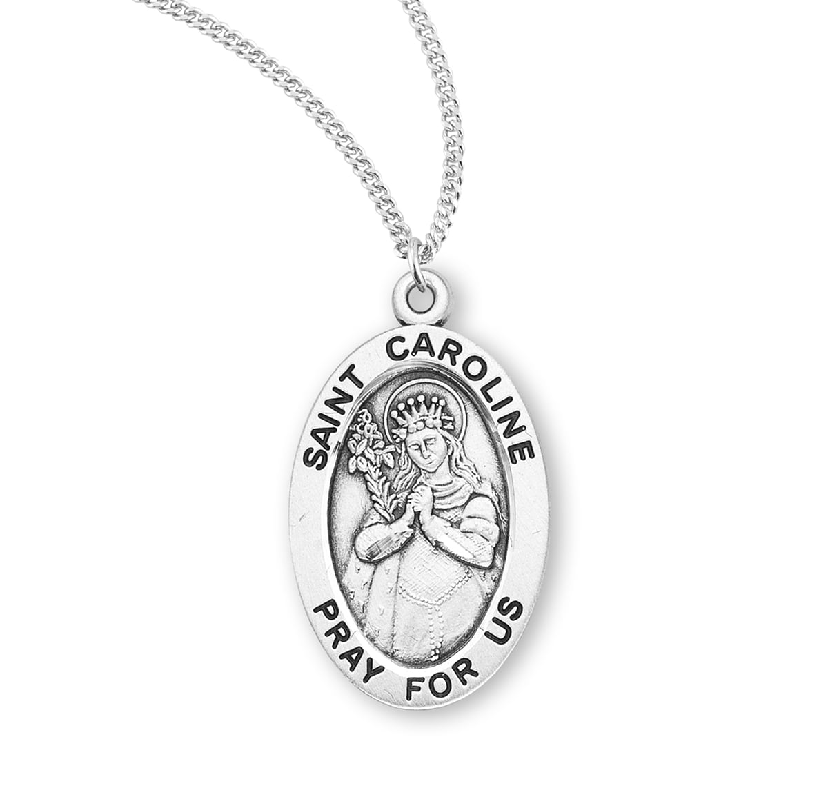 Patron Saint Caroline Oval Sterling Silver Medal - Walmart.com